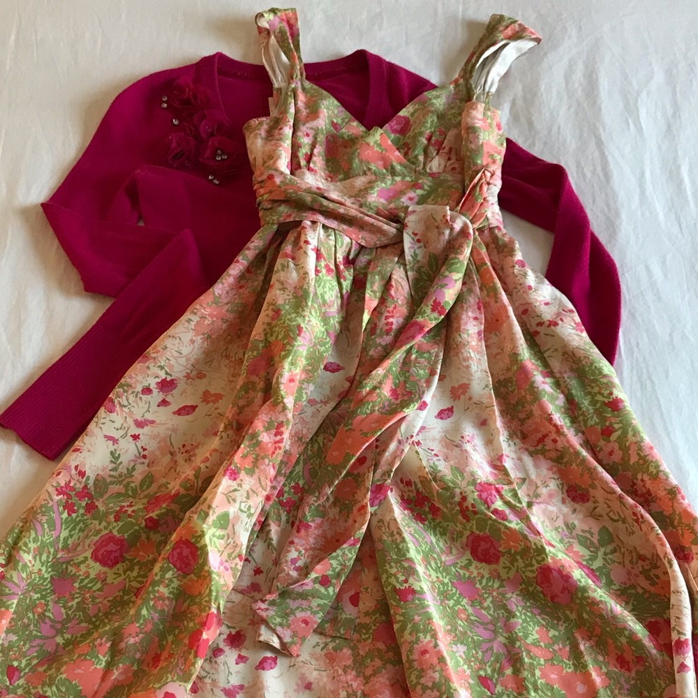 Plenty Frock Coral Silk Floral dress